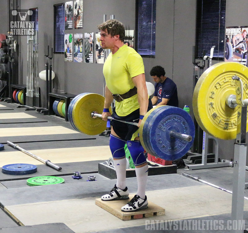 Adam Halting Deadlift On Riser - Olympic Weightlifting, strength, conditioning, fitness, nutrition - Catalyst Athletics 